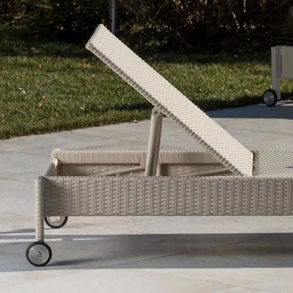 Rattan Garden Lounger me rrota - bëj banja dielli Viadurini