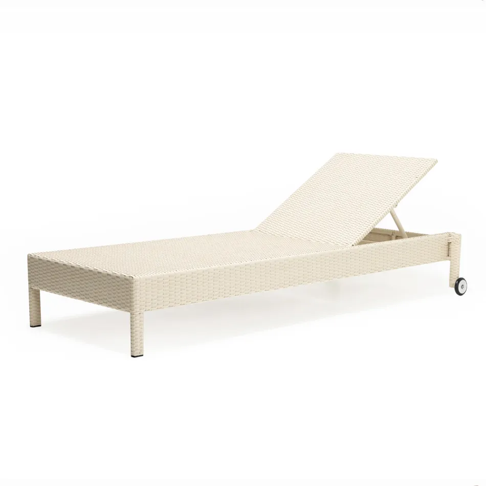 Rattan Garden Lounger me rrota - bëj banja dielli Viadurini