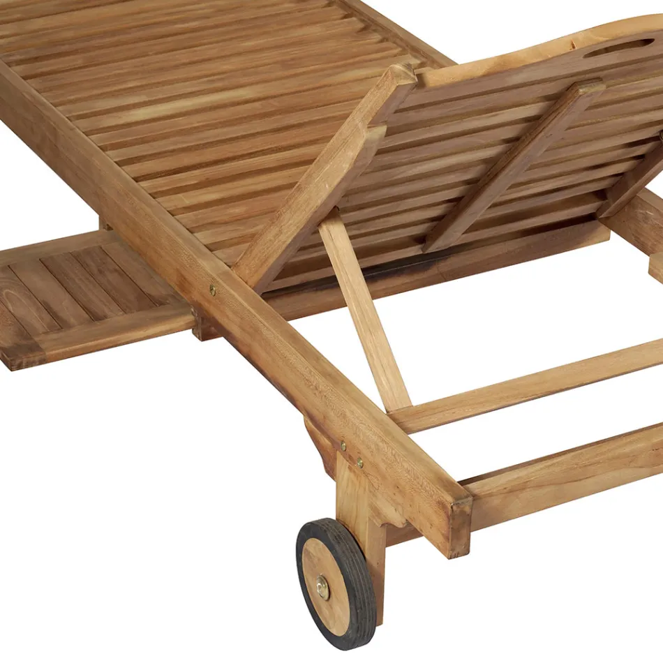 Shezlong kopshti tik me tavolinë dhe rrota të lëvizshme - Oasi Viadurini