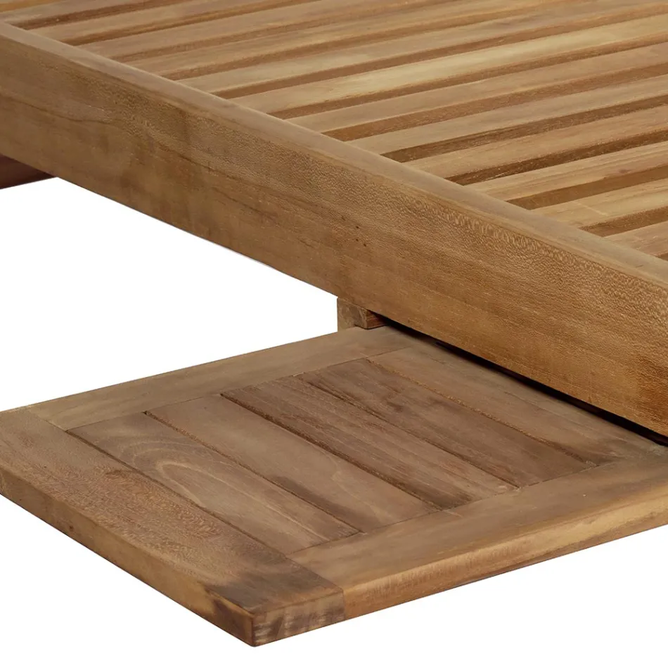 Shezlong kopshti tik me tavolinë dhe rrota të lëvizshme - Oasi Viadurini