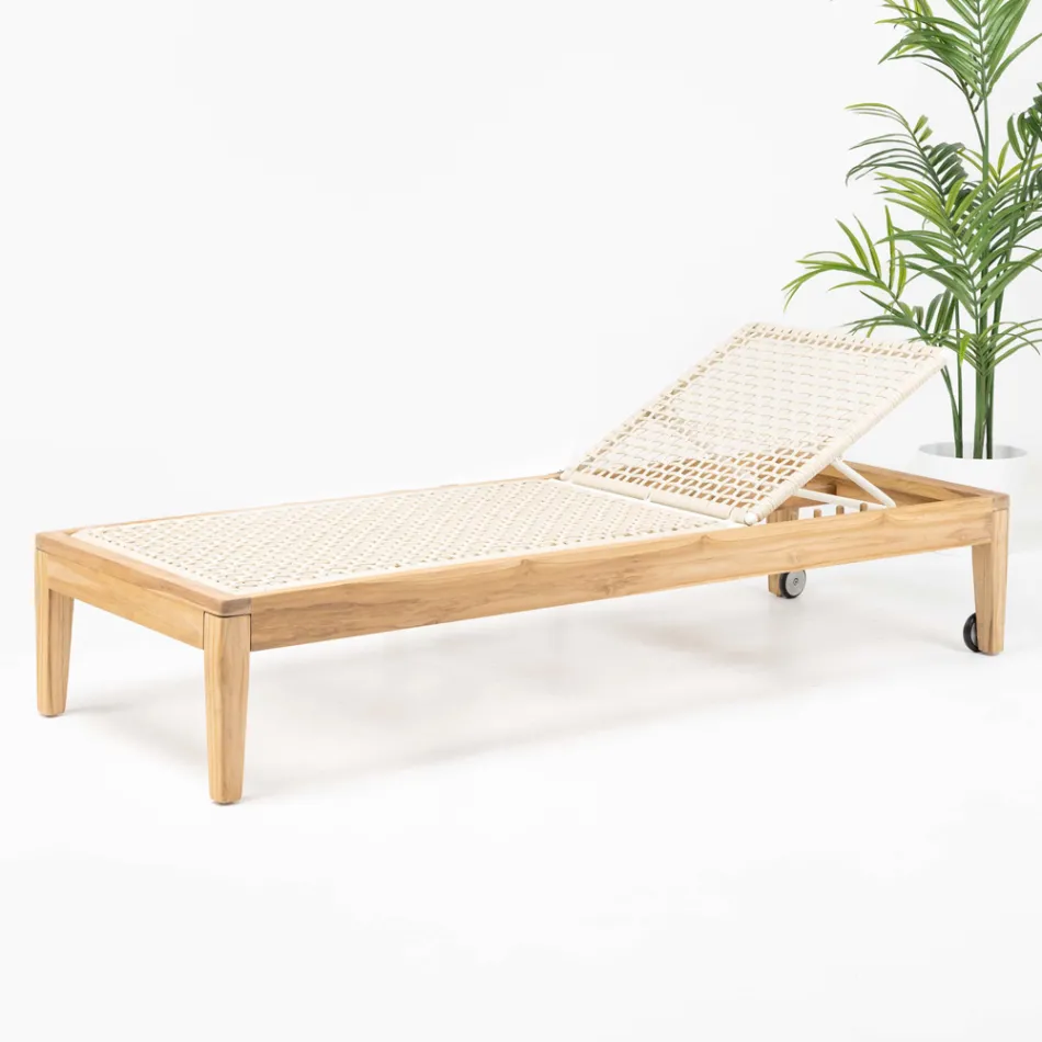 Lounger Garden Weave nga tik dhe litar - Jhon Viadurini