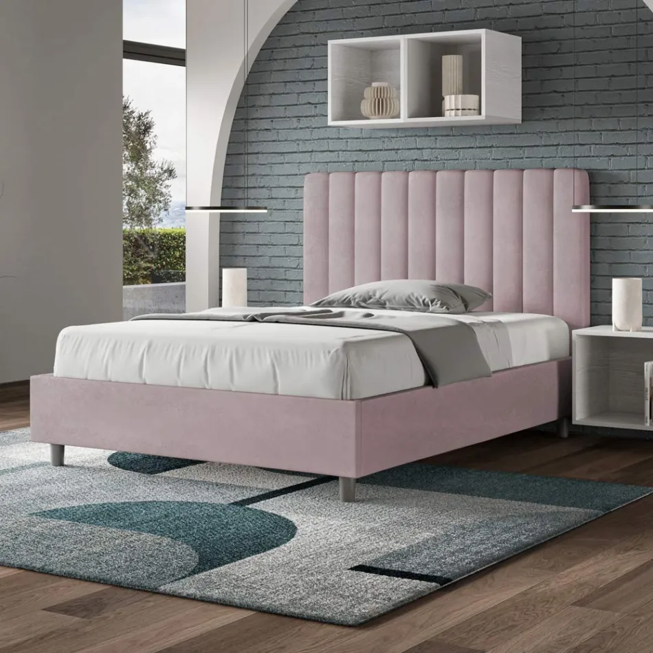 Krevat mikrofibre 120x200 cm me vija vertikale simetrike të prodhuara në Itali - Doreza Viadurini