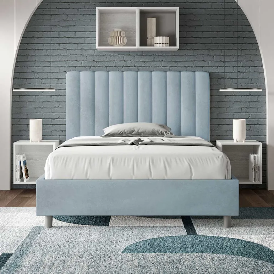 Krevat mikrofibre 120x200 cm me vija vertikale simetrike të prodhuara në Itali - Doreza Viadurini