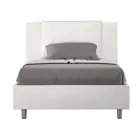 Krevat 120x200 cm me kokë koke dhe jastëkë lëkure artificiale të prodhuar në Itali - Olimpiadi Viadurini