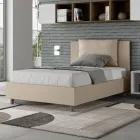 Krevat 120x200 cm me kokën e shtratit dhe jastëkë lëkure artificiale të prodhuar në Itali - Olimpiadi Viadurini