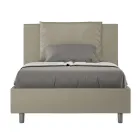 Krevat 120x200 cm me kokë koke dhe jastëkë lëkure artificiale të prodhuar në Itali - Olimpiadi Viadurini