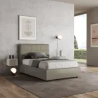 Krevat 140x200 cm me kokë drejtkëndëshe në lëkurë artificiale të prodhuar në Itali - Brina Viadurini