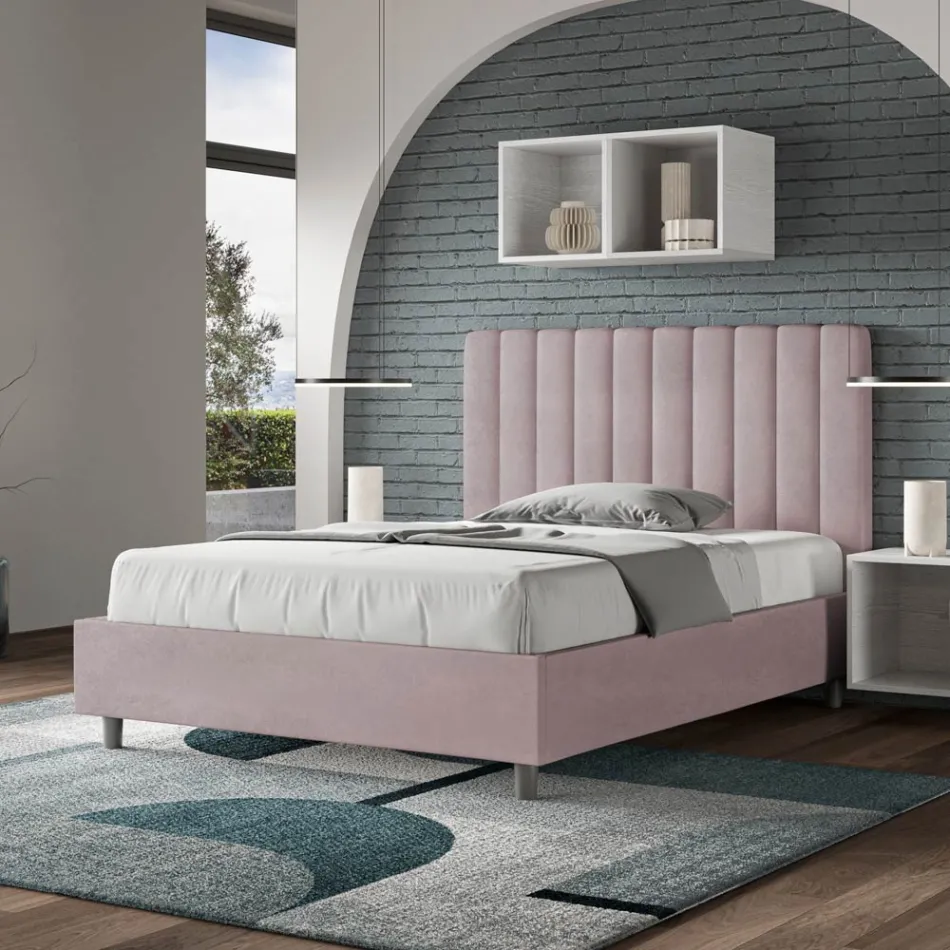 Krevat mikrofibre 140x200 cm me vija vertikale simetrike të prodhuara në Itali - Doreza Viadurini