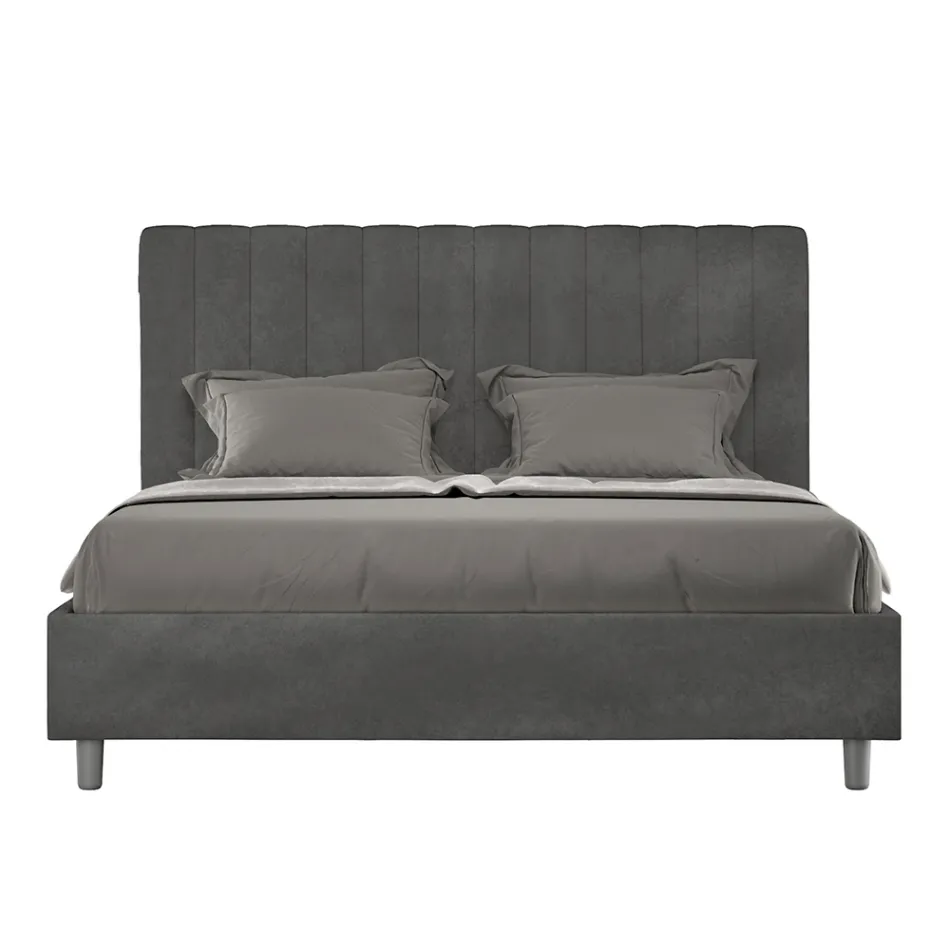 Krevat mikrofibre 160x200 cm me vija vertikale simetrike të prodhuara në Itali - Doreza Viadurini