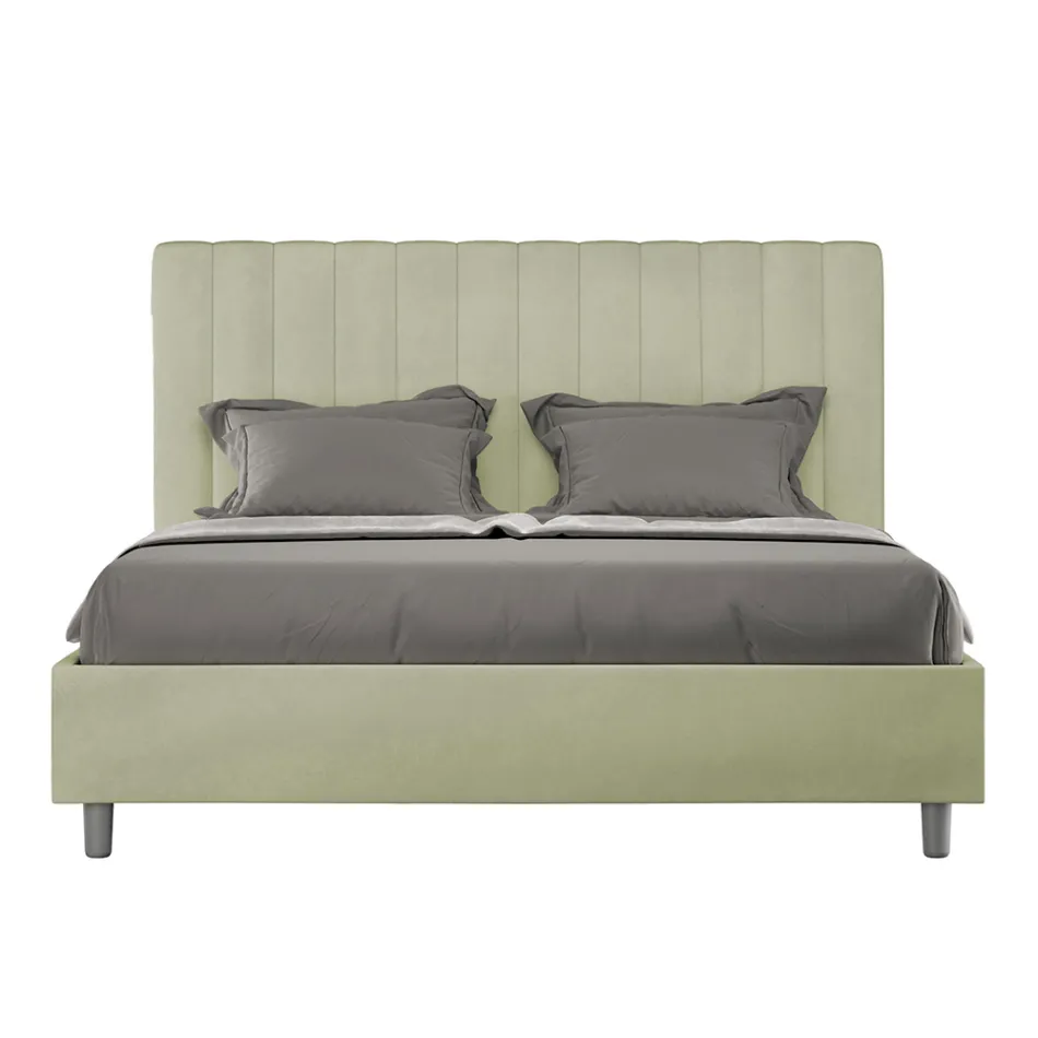 Krevat mikrofibre 160x200 cm me vija vertikale simetrike të prodhuara në Itali - Doreza Viadurini