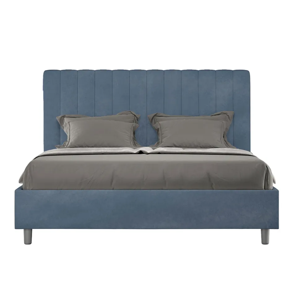 Krevat mikrofibre 160x200 cm me vija vertikale simetrike të prodhuara në Itali - Doreza Viadurini