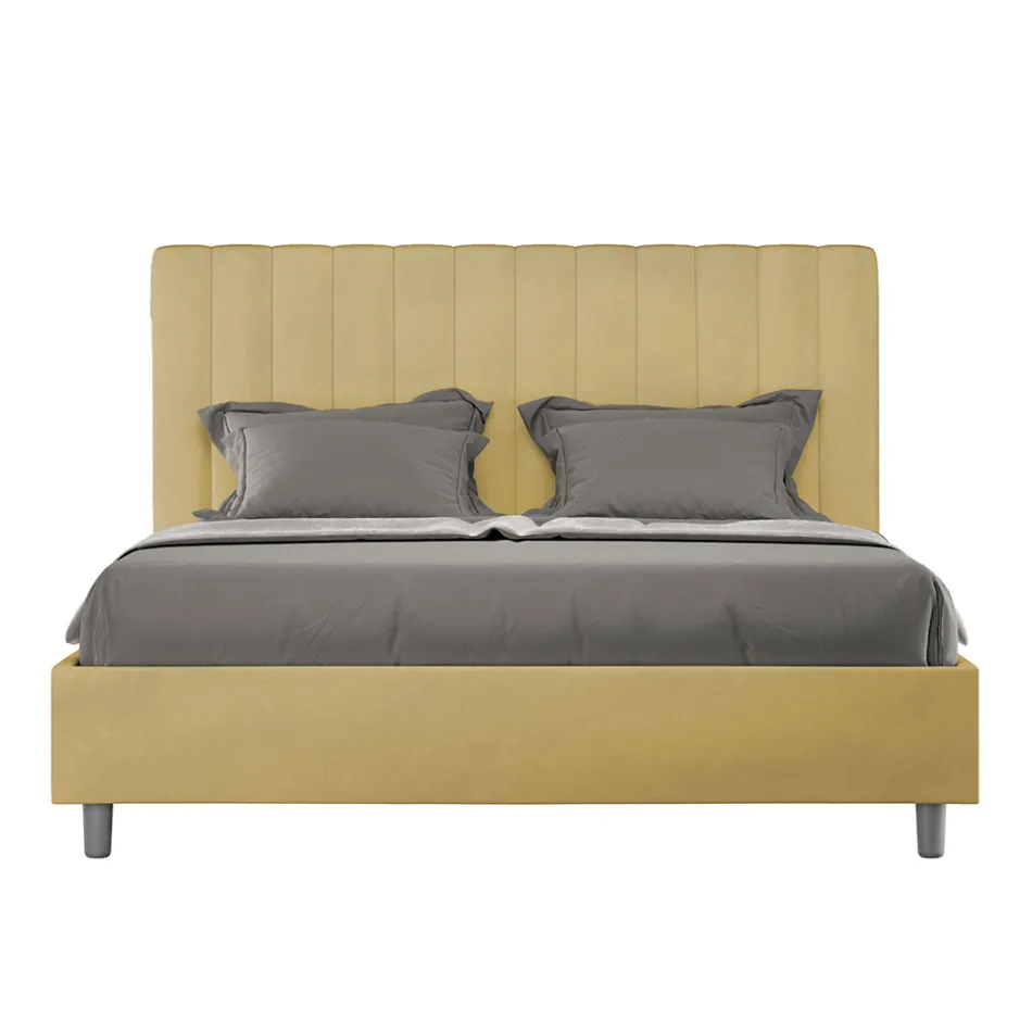 Krevat mikrofibre 160x200 cm me vija vertikale simetrike të prodhuara në Itali - Doreza Viadurini