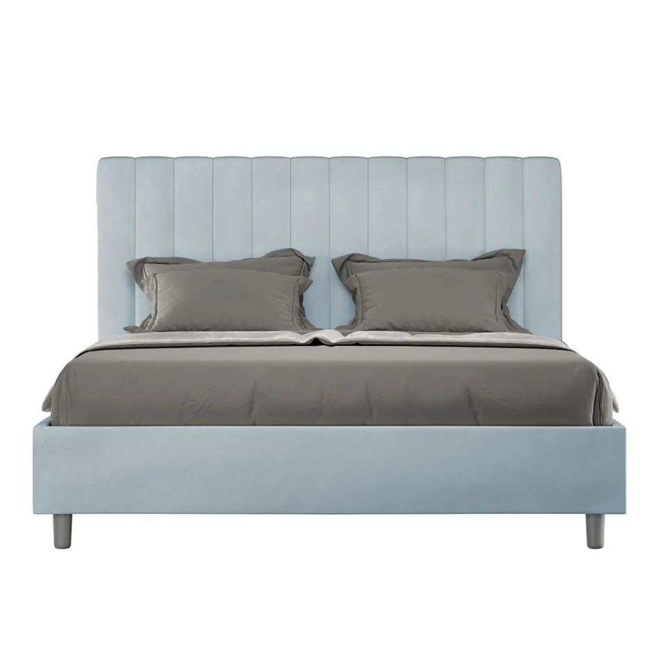 Krevat mikrofibre 160x200 cm me vija vertikale simetrike të prodhuara në Itali - Doreza Viadurini