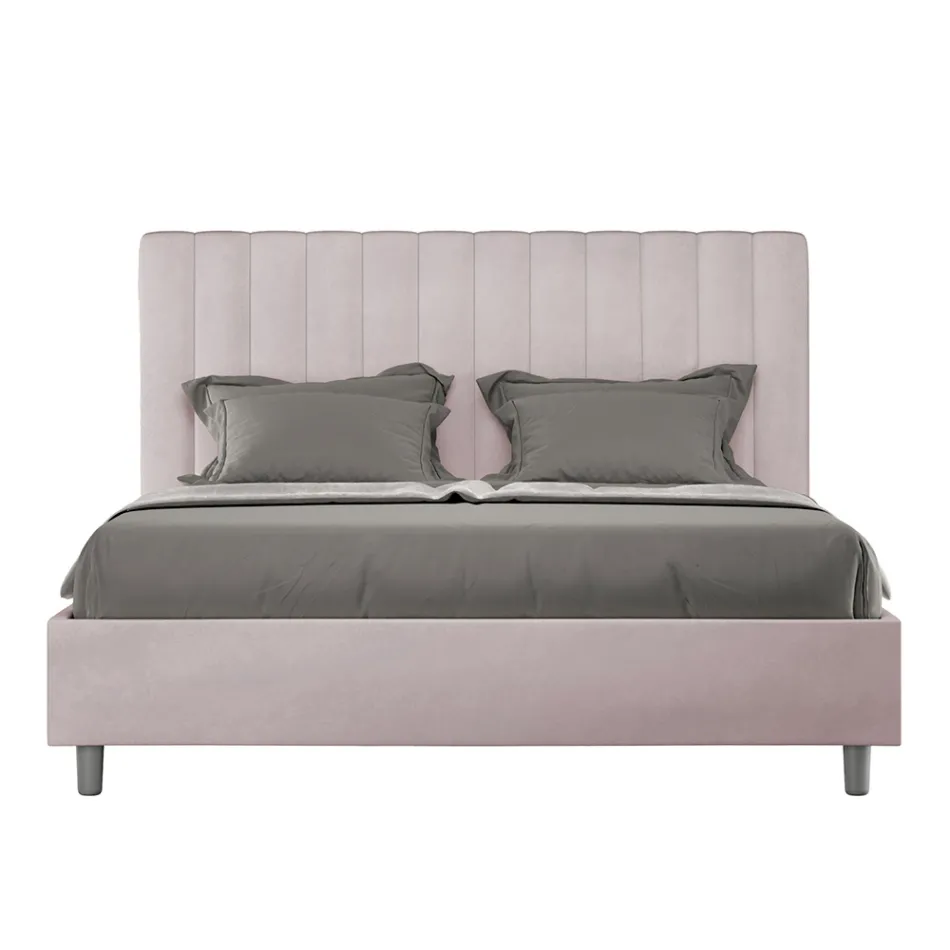 Krevat mikrofibre 160x200 cm me vija vertikale simetrike të prodhuara në Itali - Doreza Viadurini