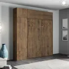 Krevat Queen me palosje vertikale me kolonë dhe një njësi muri - Magicompare Viadurini