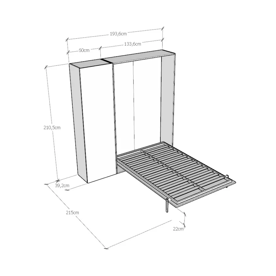 Krevat Queen me palosje vertikale dhe kolonë - Magicompare Viadurini