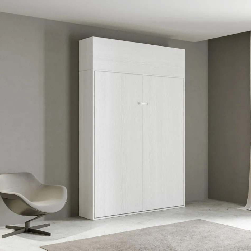 Krevat Queen me palosje vertikale dhe njësi muri - Magicompare Viadurini