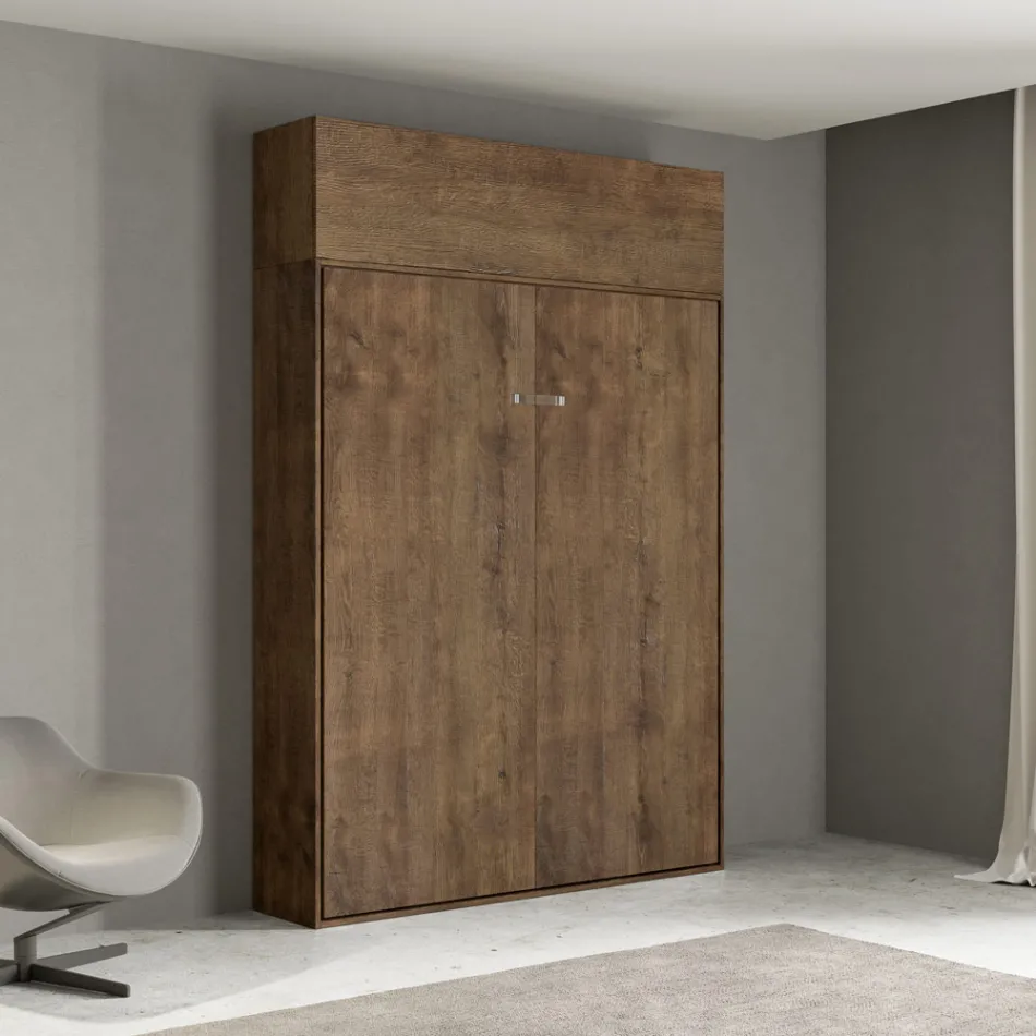 Krevat Queen me palosje vertikale dhe njësi muri - Magicompare Viadurini