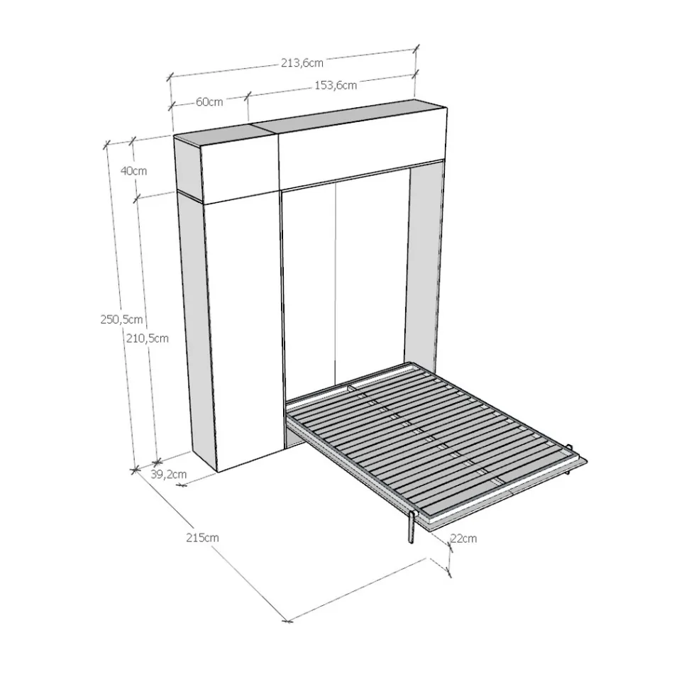 Krevat Francez Vertikal i Palosshëm me Ndarje Muri dhe Kolonë - Magicompare Viadurini