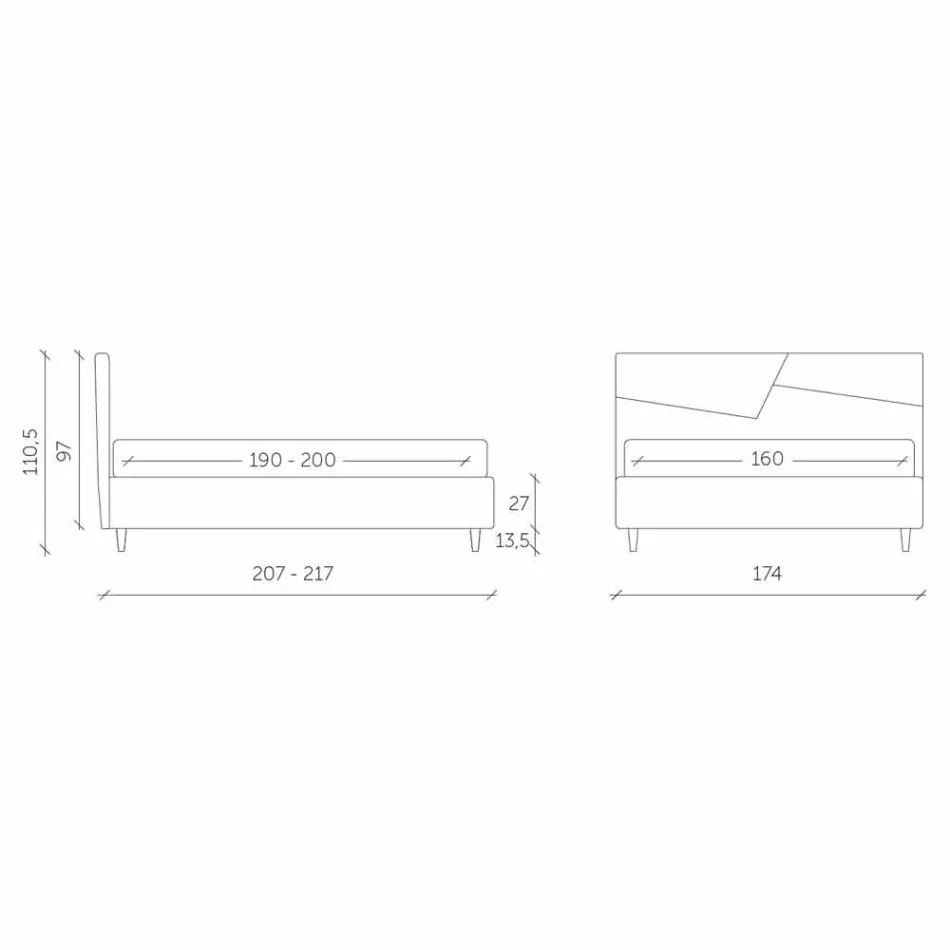 Shtrati me kontejner të dyfishtë të veshur me susta në lëkure Faux Made in Italy - Raggino Viadurini
