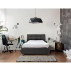 Krevat me përmasa të plota me ballë krevati dhe këmbë të mbushura Prodhuar në Itali - Aaron Viadurini