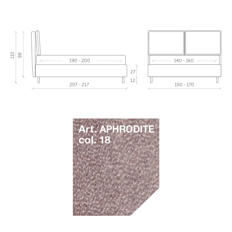 Krevat dopio 160x190 me 2 jastëkë të butë me rrethues - Ernesta Viadurini