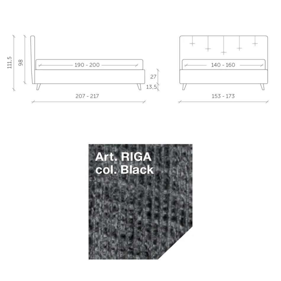 Krevat dopio 160x190 me korda vertikale të stampuara - Maskë Viadurini