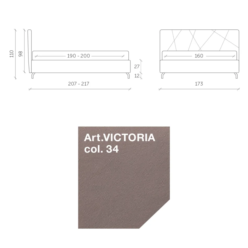 Krevat dopio 160x190 me tegela gjeometrik - Ciottolino Viadurini