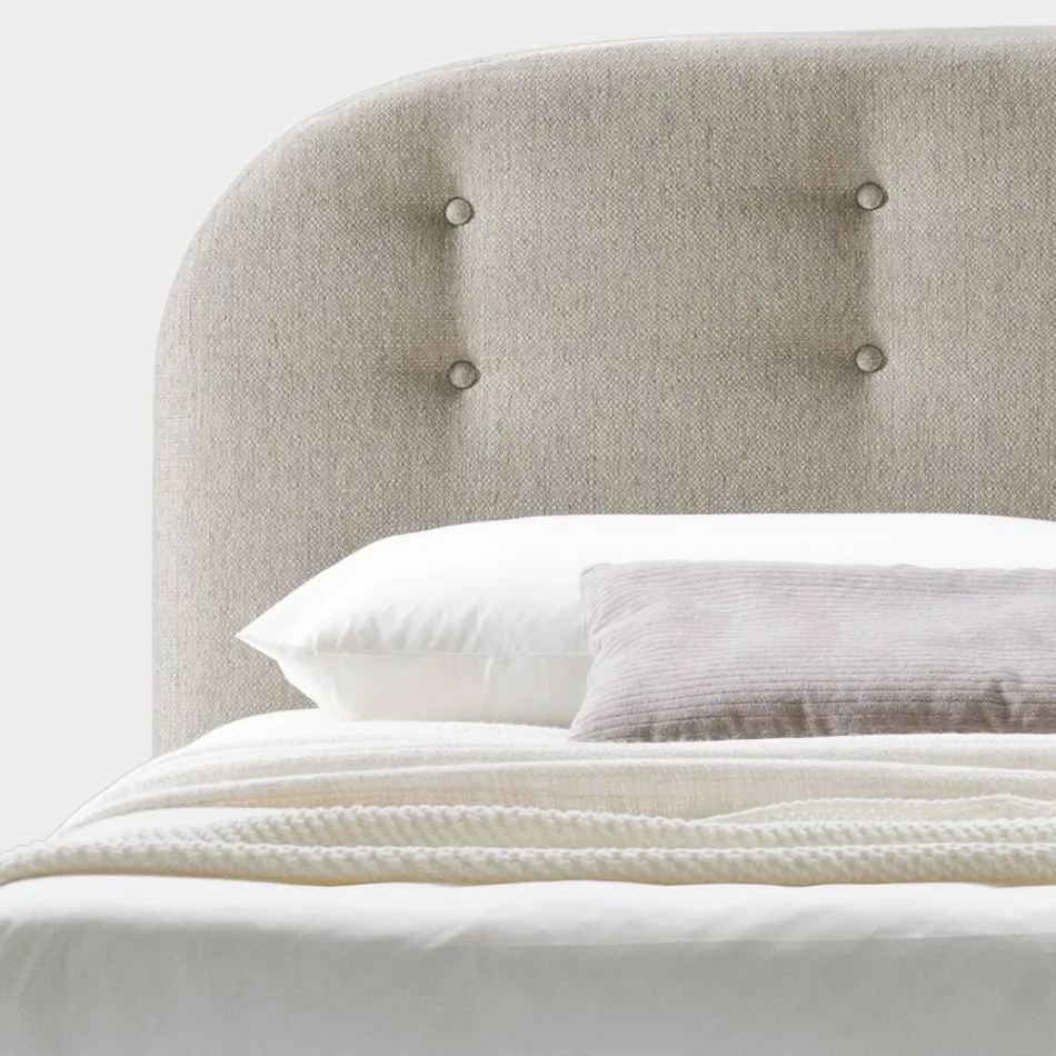 Krevat dopio 160x190 me vija të lakuara dhe butona Prodhuar në Itali - Oriente Viadurini