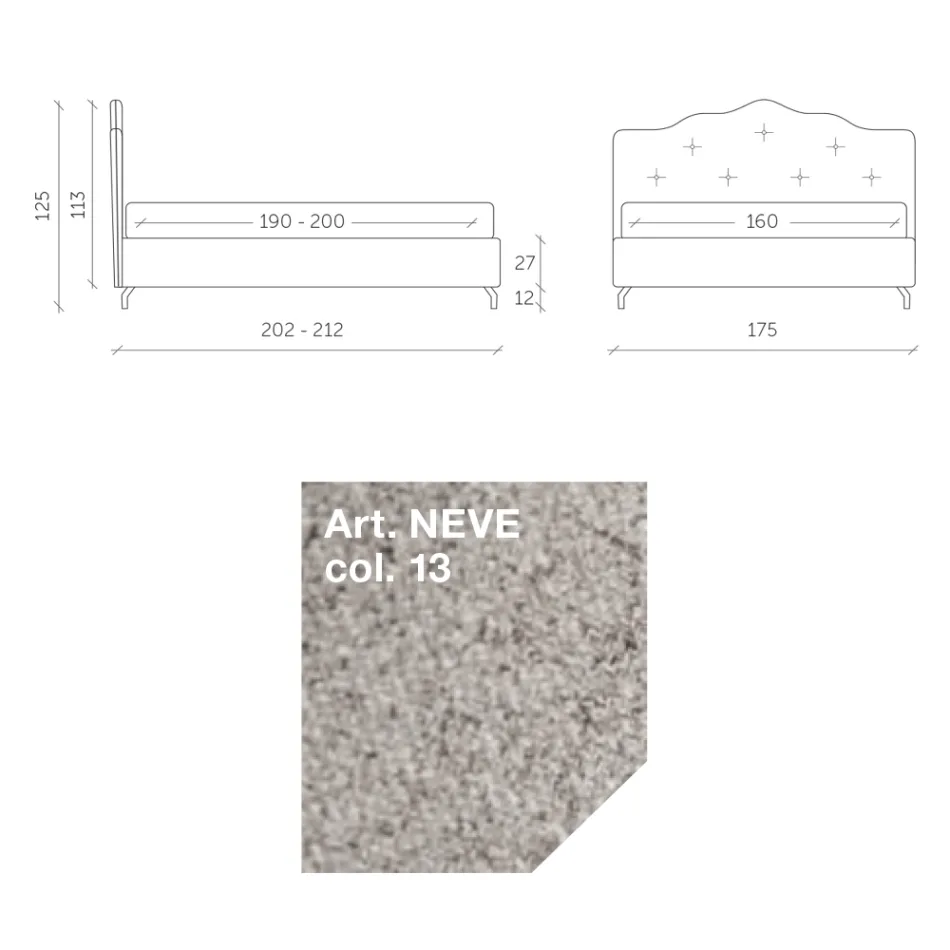 Krevat dopio 160x190 me kokë dhe butona rrethues - Pushim Viadurini