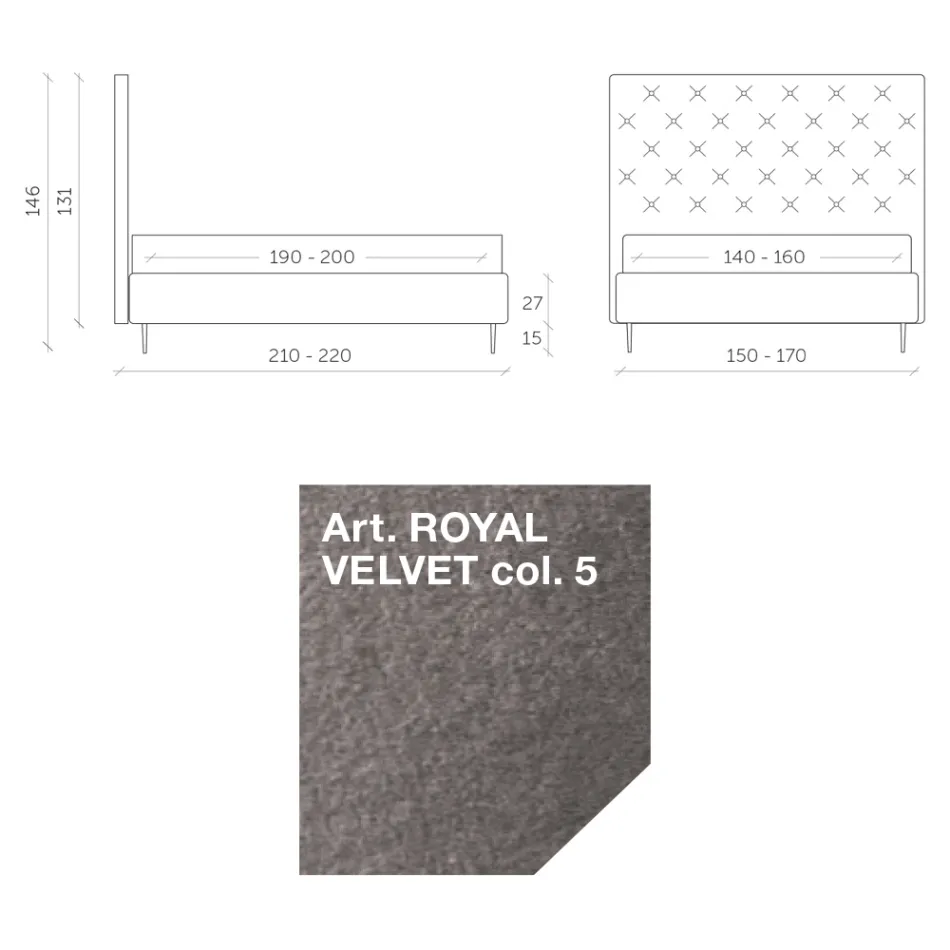 Krevat dopio 160x190 me krevatë të lartë dhe me tegela Prodhuar në Itali - Sallie Viadurini