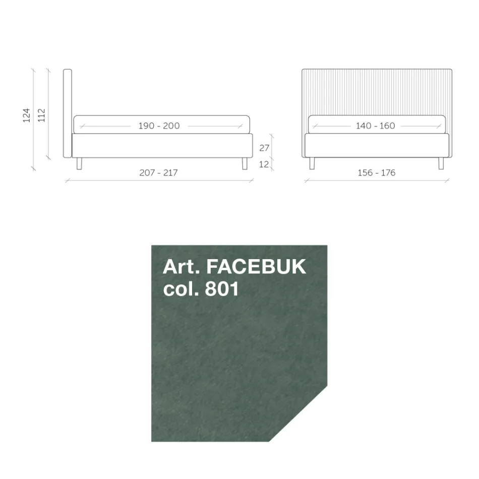 Krevat dopio 160x190 me tegela me brez të ngushtë me shumë vija - Meduse Viadurini