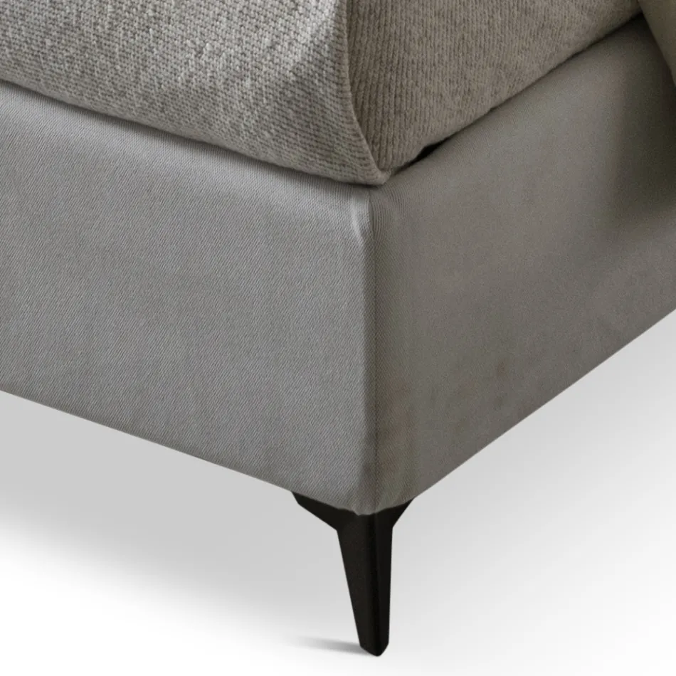 Krevat dopio 160x190 në Pëlhurë me Këmbë Metal Made in Italy - Dreams Viadurini