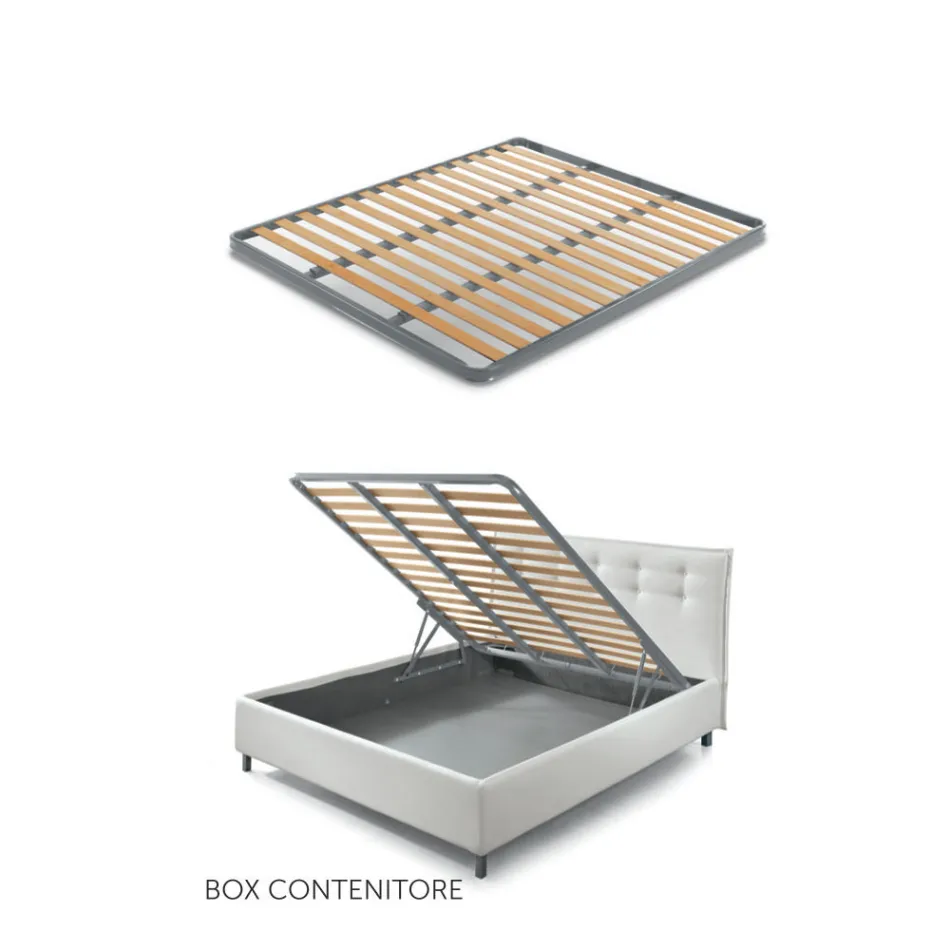 Krevat dopio 160x190 në pëlhurë me kokë krevati me butona Made in Italy - Dreams Viadurini