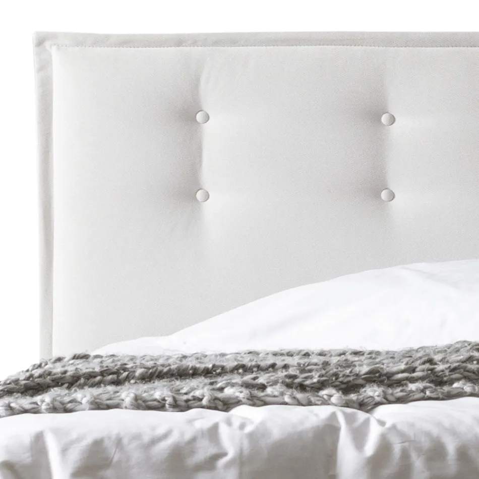 Krevat dopio 160x190 në pëlhurë me kokë krevati me butona Prodhuar në Itali - Dreams Viadurini
