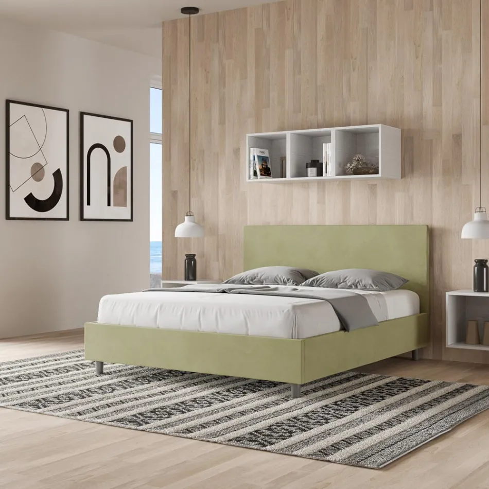 Krevat dopio 160x200 cm me kokë mikrofibre Prodhuar në Itali - Pallone Viadurini