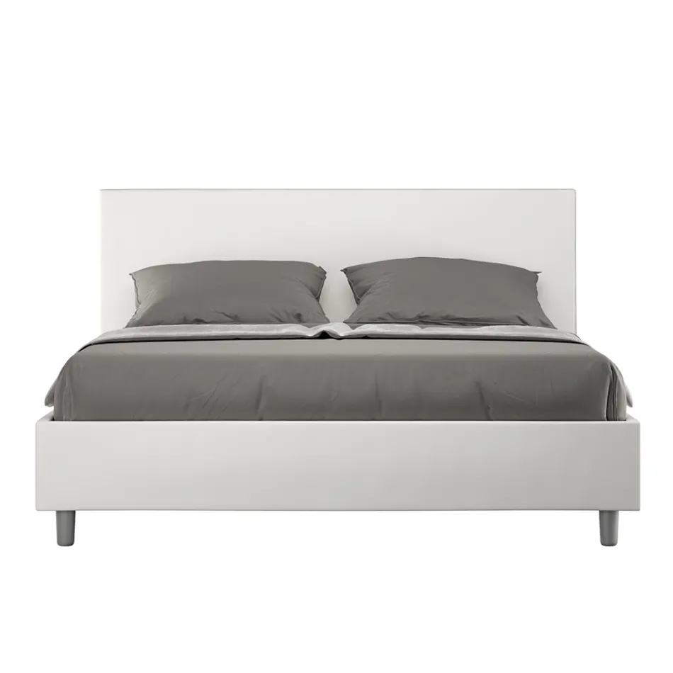 Krevat Dopio 160x200 cm me Kokë të Shtretëruar prej Lëkure Artificiale Prodhuar në Itali - Pallone Viadurini