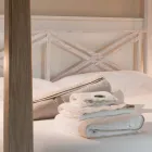 Krevat Dopio 160x200 me Tendë në Dru Tiku të Fortë - Bojëra Akuarel Viadurini