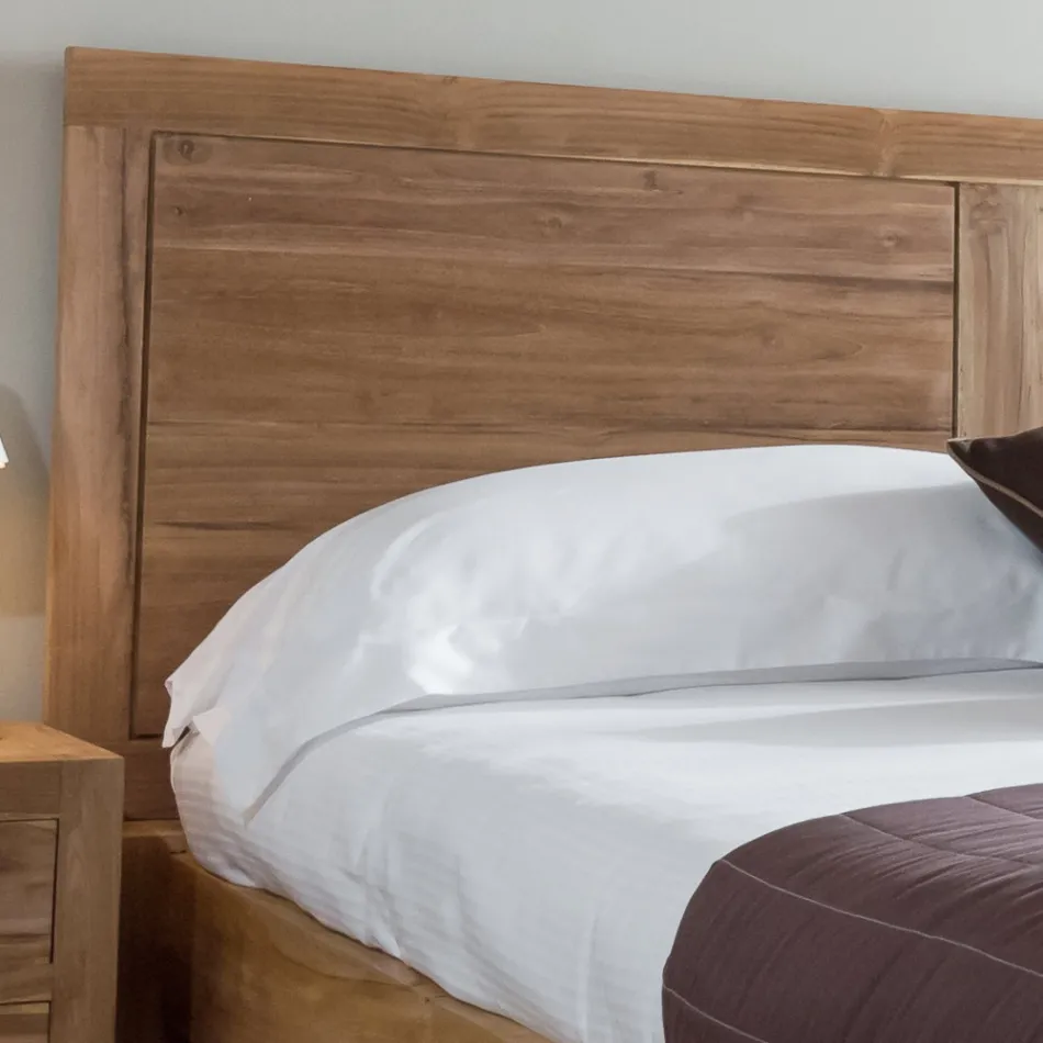 Krevat dopio 160x200 i bërë nga dru tik i fortë - Fresco Viadurini