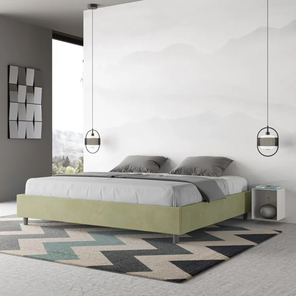 Krevat dopio 180x200 cm i mbuluar me mikrofibër, i prodhuar në Itali - Athlete Viadurini