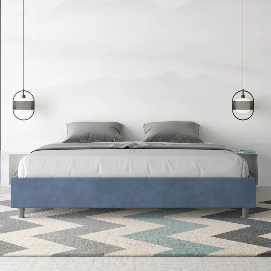 Krevat dopio 180x200 cm i mbuluar me mikrofibër, i prodhuar në Itali - Athlete Viadurini