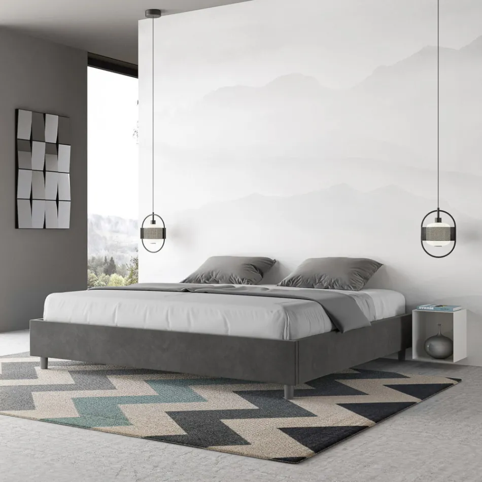 Krevat dopio 190x200 cm i mbuluar me mikrofibër, i prodhuar në Itali - Athlete Viadurini