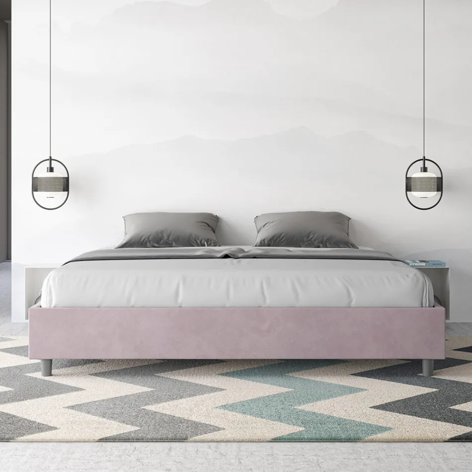 Krevat dopio 190x200 cm i mbuluar me mikrofibër, i prodhuar në Itali - Athlete Viadurini