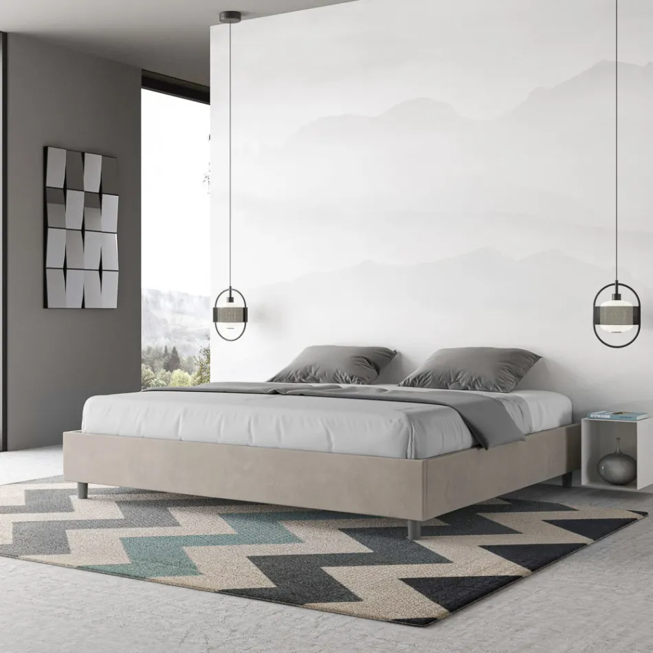 Krevat dopio 200x200 cm i mbuluar me mikrofibër i prodhuar në Itali - Athlete Viadurini