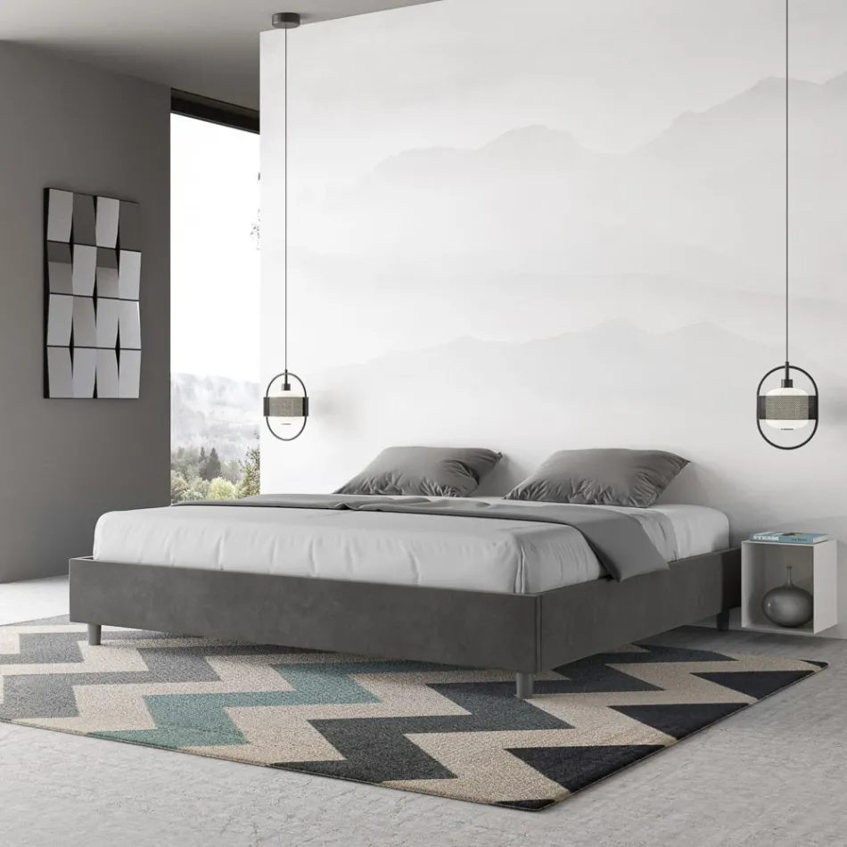 Krevat dopio 200x200 cm i mbuluar me mikrofibër i prodhuar në Itali - Athlete Viadurini