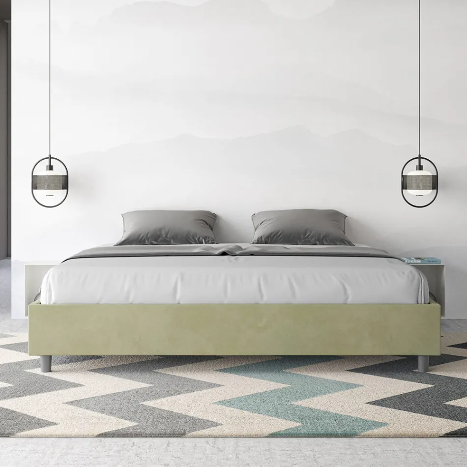 Krevat dopio 200x200 cm i mbuluar me mikrofibër i prodhuar në Itali - Athlete Viadurini