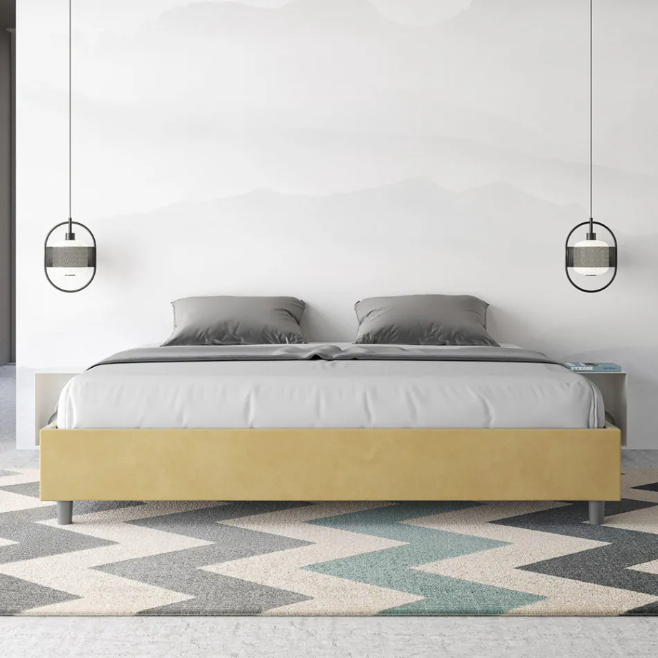 Krevat dopio 200x200 cm i mbuluar me mikrofibër i prodhuar në Itali - Athlete Viadurini