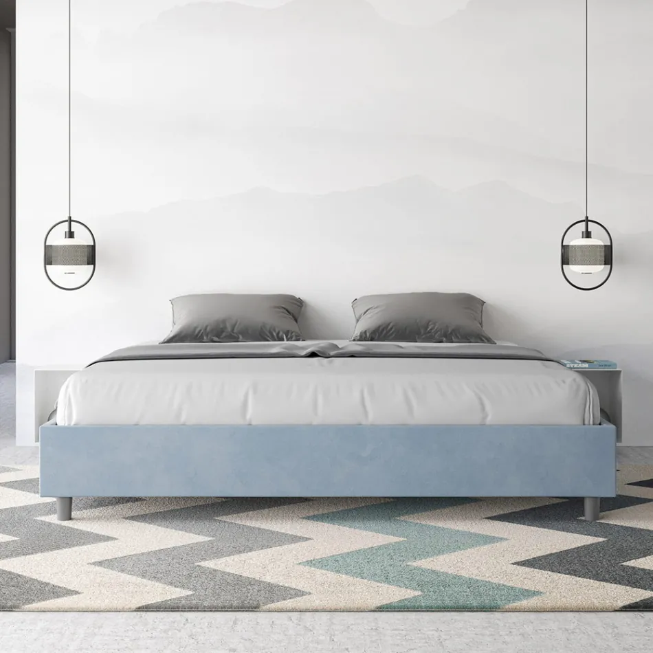 Krevat dopio 200x200 cm i mbuluar me mikrofibër i prodhuar në Itali - Athlete Viadurini