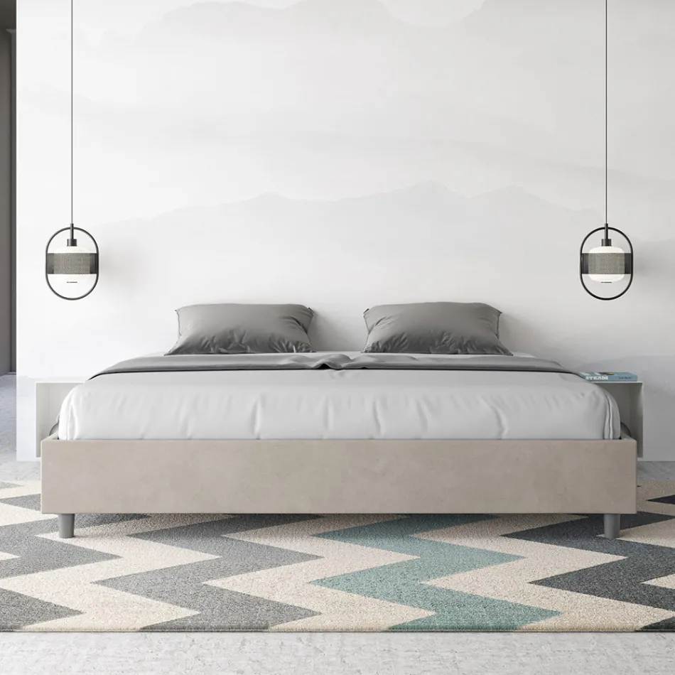 Krevat dopio 200x200 cm i mbuluar me mikrofibër i prodhuar në Itali - Athlete Viadurini