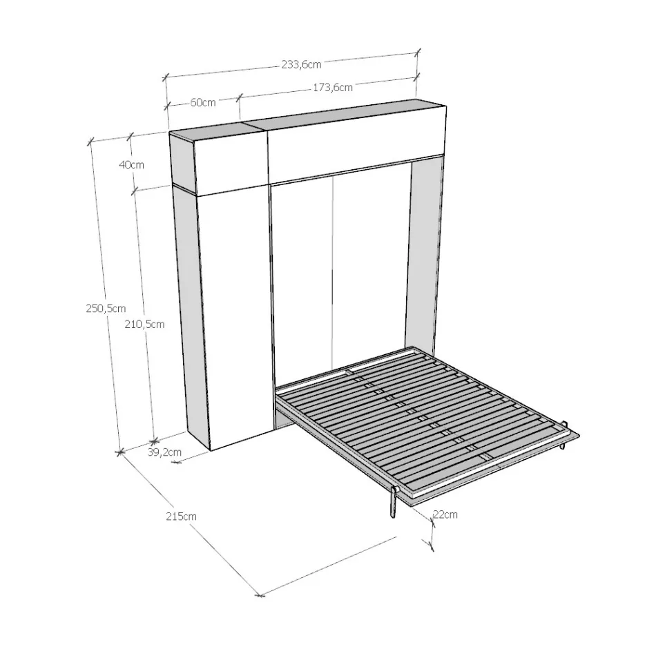 Krevat Dopio Vertikal i Palosshëm me Njësi Muri dhe Kolonë - Magicompare Viadurini